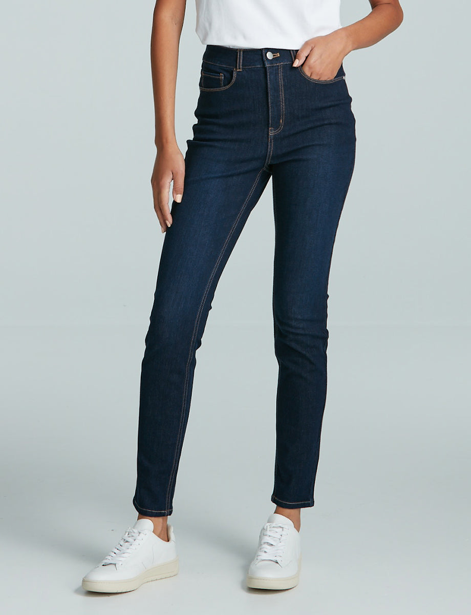 デニム・ジーパン [MATINKIM]deep washed semi boots cut denim pants in blue DEEP WASHED SEMI BOOTS CUT DENIM PANTS IN BLUE – Matin Kim