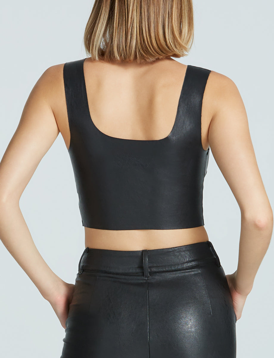 Faux Leather Crop Top - White – States of Summer