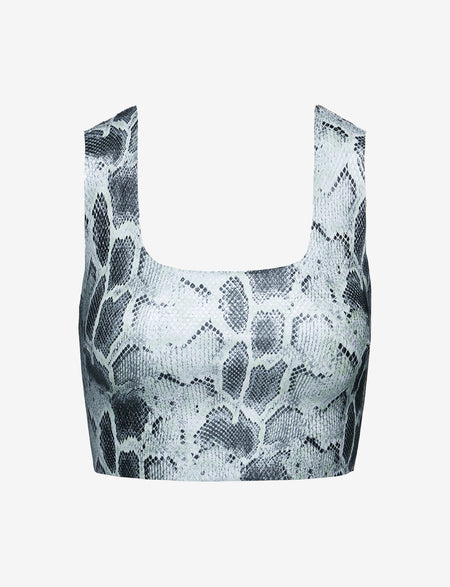 Sale: Faux Leather Animal Squareneck Crop Top