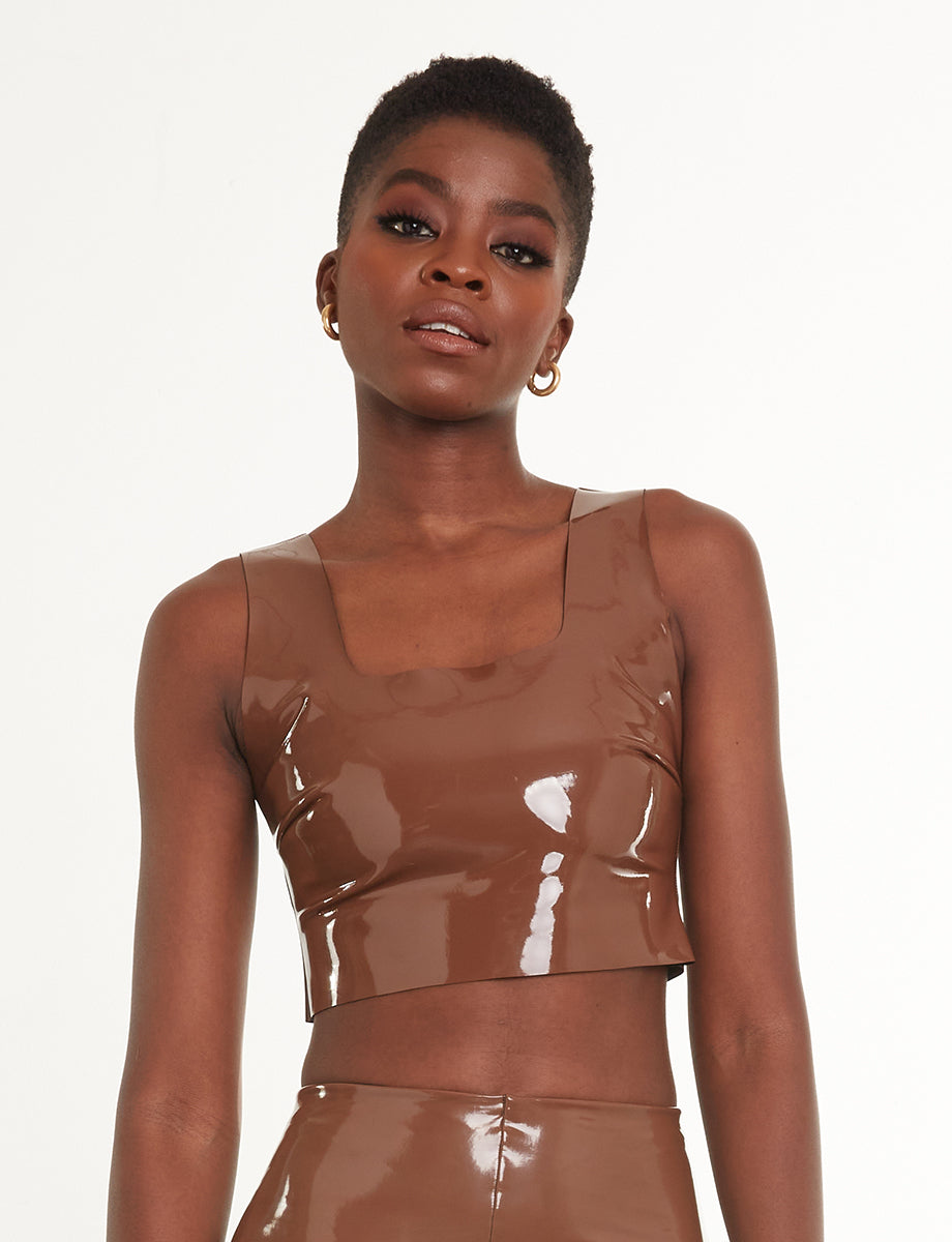 Sale: Faux Patent Leather Crop Top