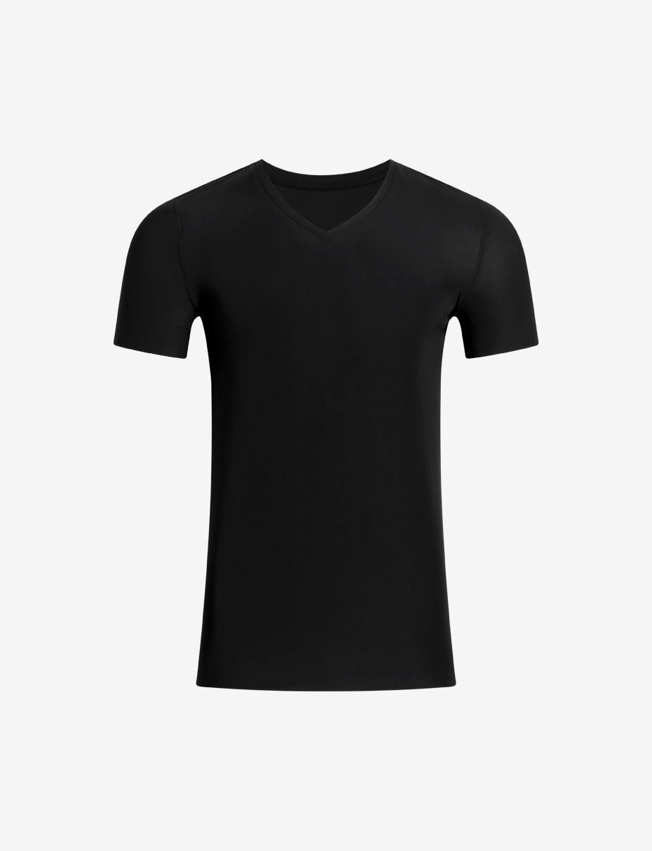 Commando Men's Classic Microfiber V Neck Undershirt - Black