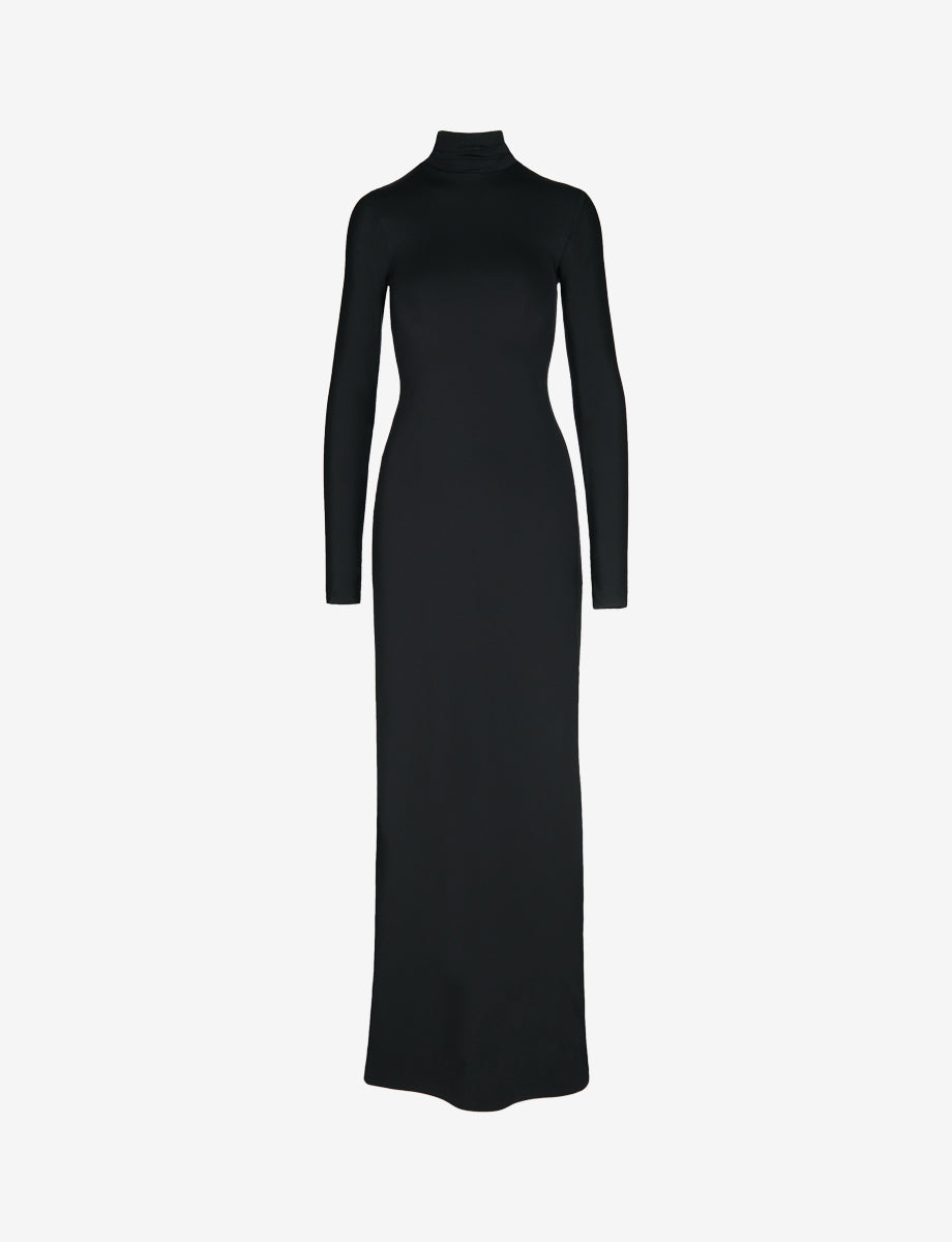 Neoprene Long Sleeve Turtleneck Maxi Dress