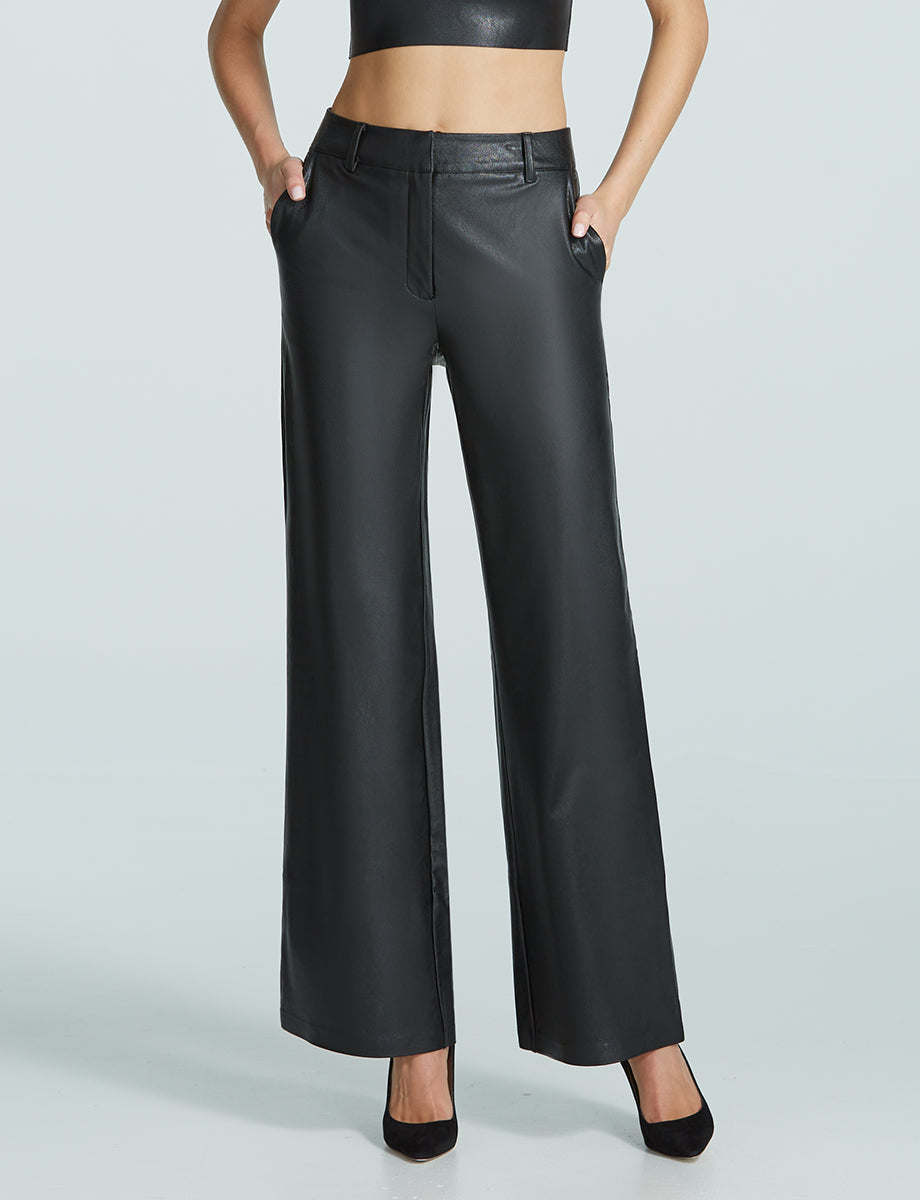 Faux Leather Wide Leg Trouser