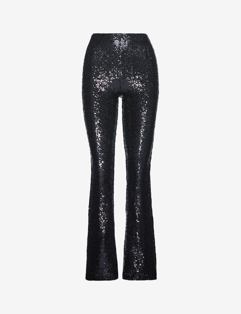 Glittery Flared Leggings - Black - Ladies