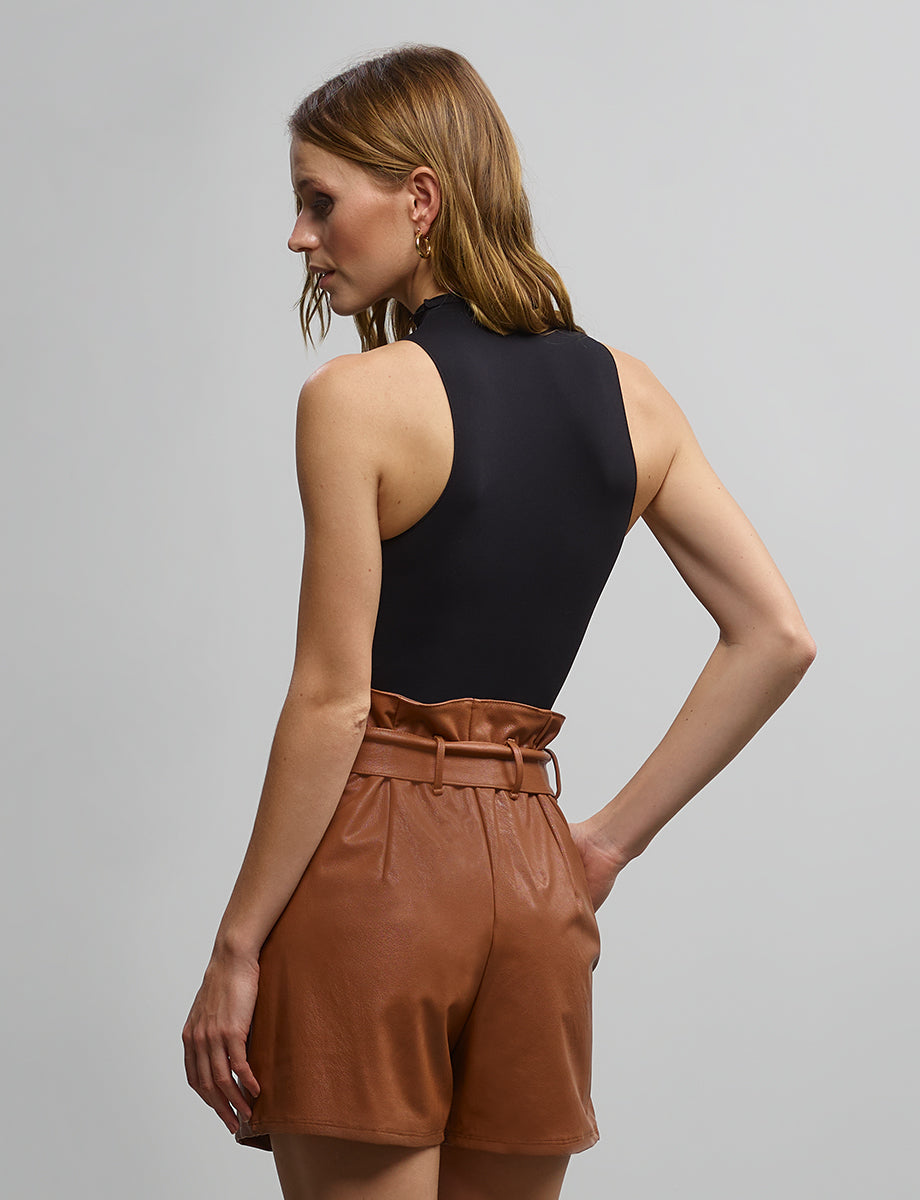 Leather paperbag waist shorts sale