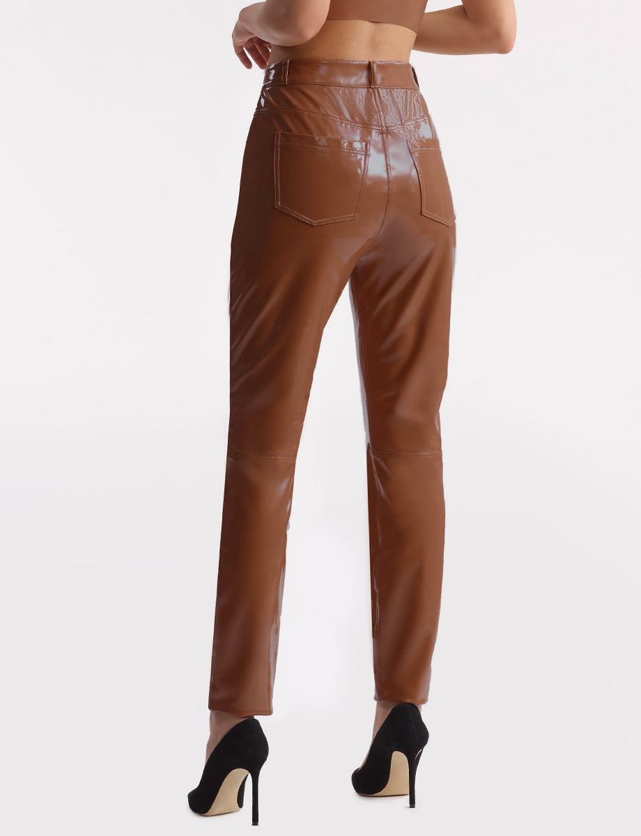 Sale: Faux Patent Leather Five Pocket Pant