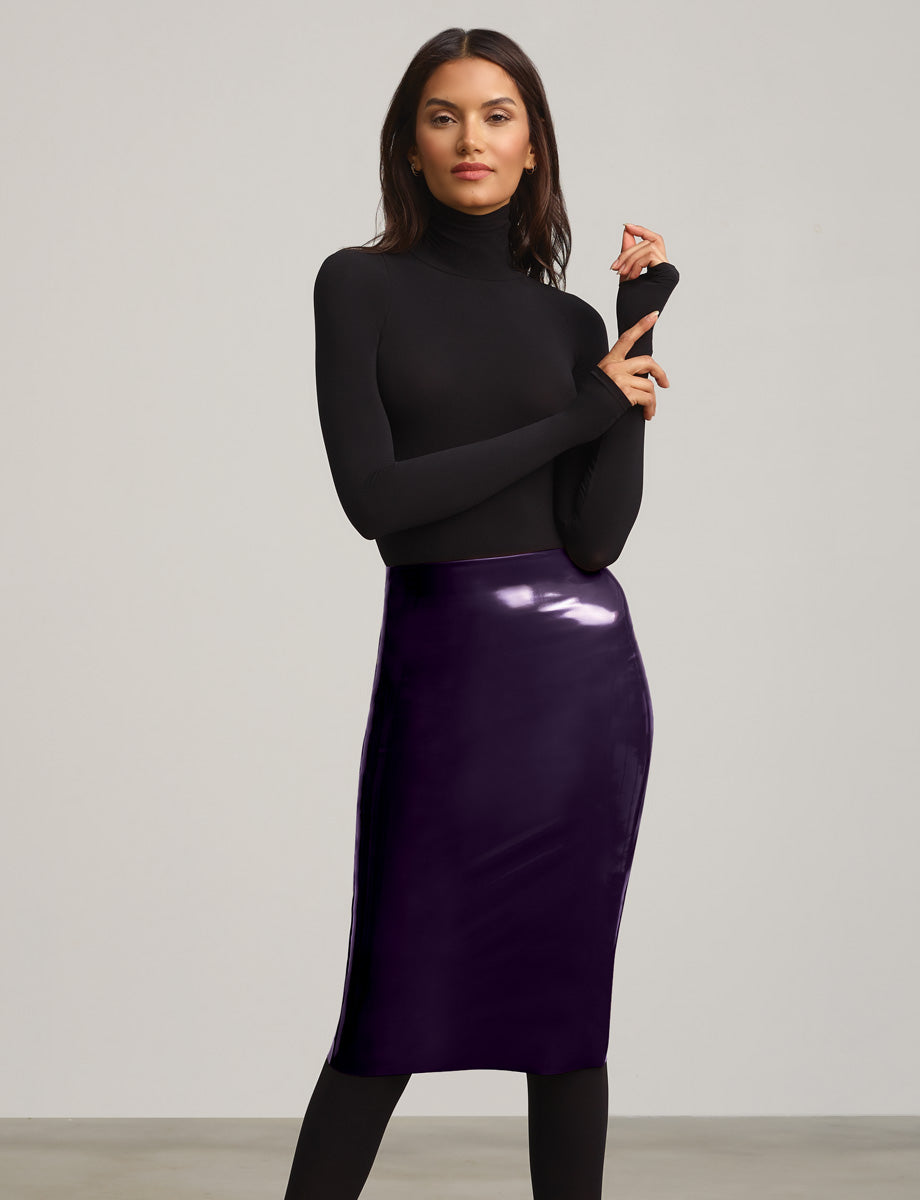 Sale: Faux Patent Leather Midi Skirt