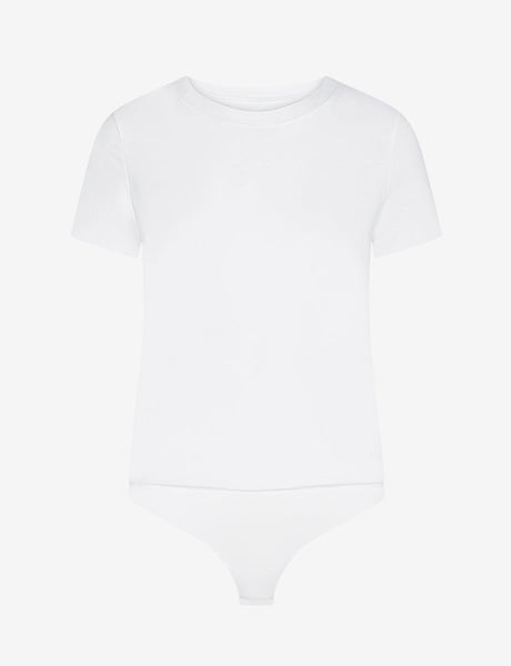 Elena Grey Basic Jersey Crew Neck Bodysuit