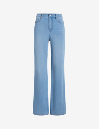 【Anyone more】Itdy Washing Denim Wide Pants Adam - Wide Leg Belted Jeans - Blue Wash | Manière De Voir USA