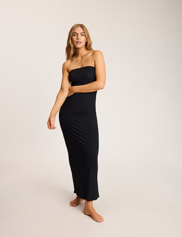 knee length dresses for ladies Yvette Slip Maxi Dress With Asymmetrical Hem - White main image 1