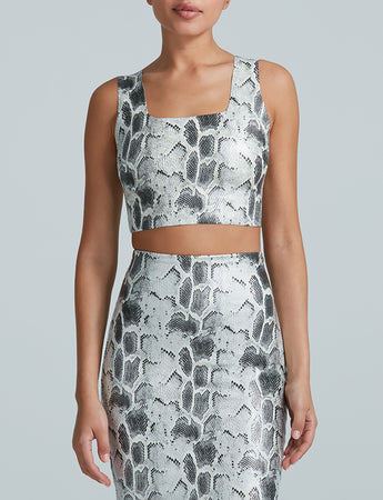 Faux Leather Animal Squareneck Crop Top