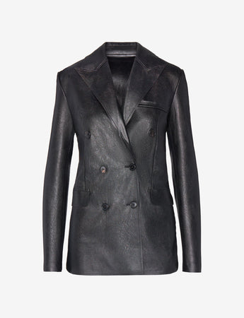 Faux Leather Double Breasted Jacket