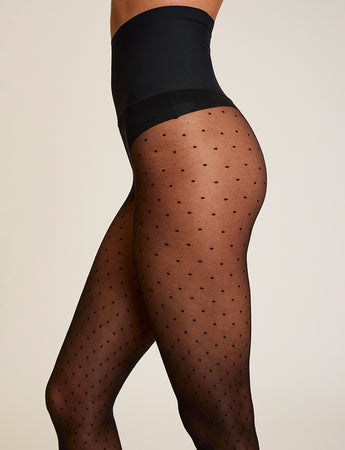Commando Chic Dot Sheer Tights, Medium / Black