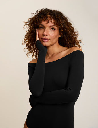 Ballet Off Shoulder Bodysuit Thumbholes