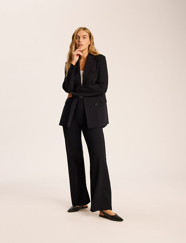 Commando Neoprene CEO Wide Leg Trouser in Black, Size Large