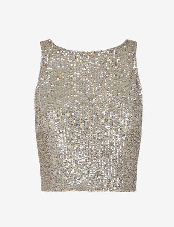 Sequin Mesh Muscle Crop Top