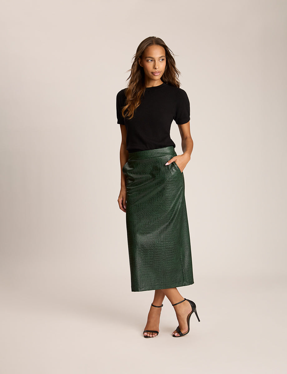 Faux Leather Animal Go-To Midi Skirt | Commando®