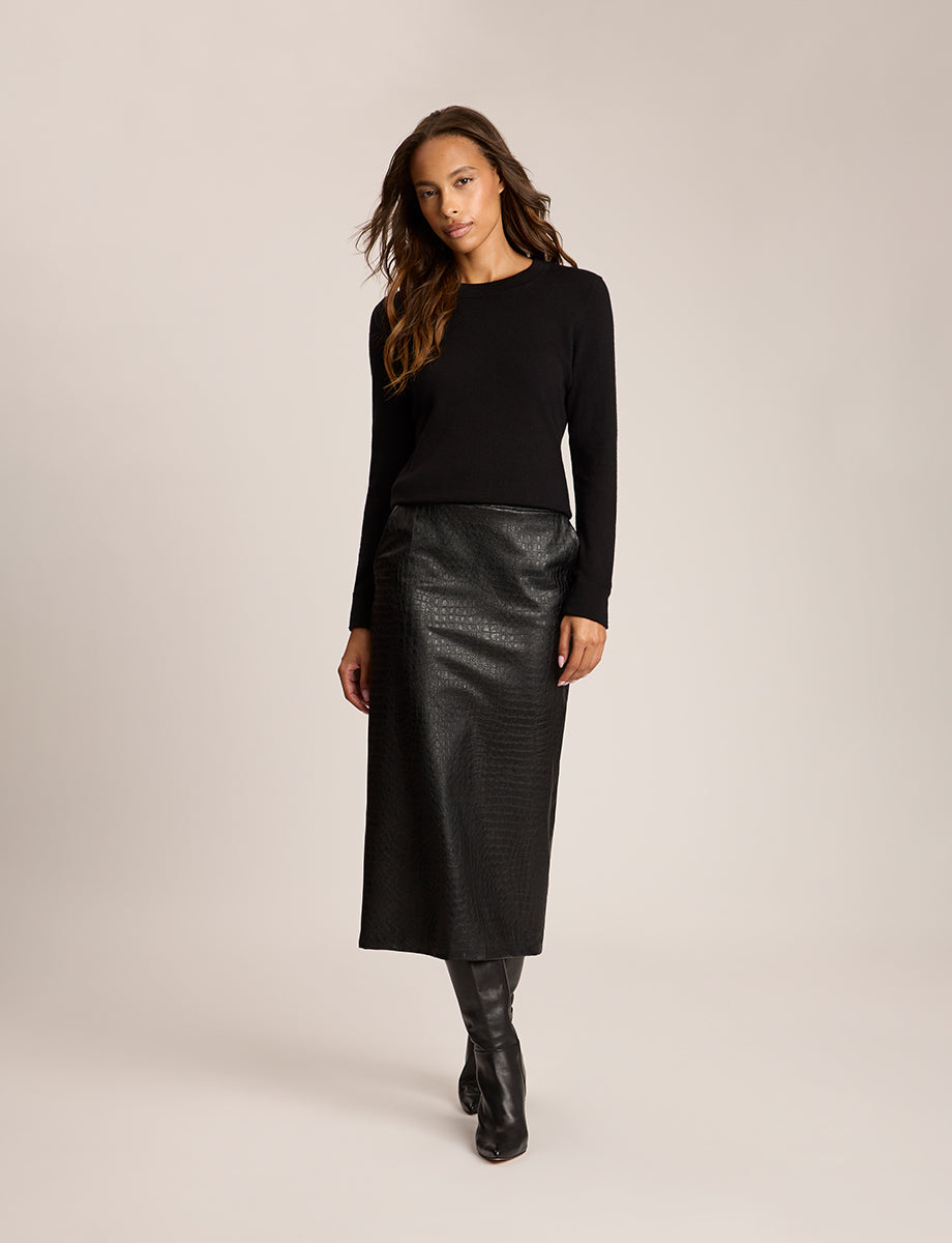 Faux Leather Animal Go-To Midi Skirt | Commando®