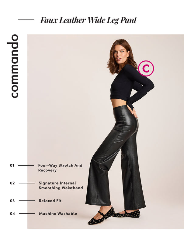 Faux Leather Wide Leg Pant | Commando®