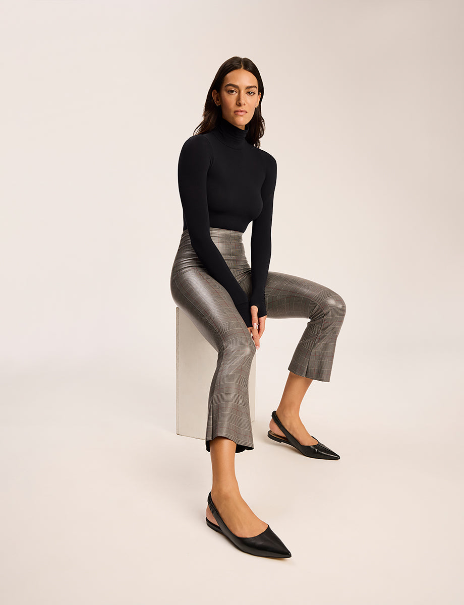 Faux Leather Print Cropped Flare | Commando®