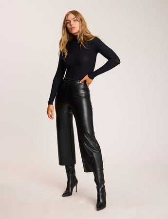 Faux Leather Cropped Wide Leg Pant