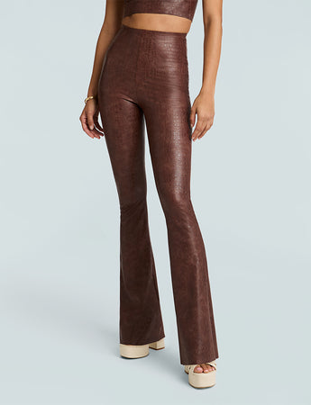Faux Leather Animal Flared Legging