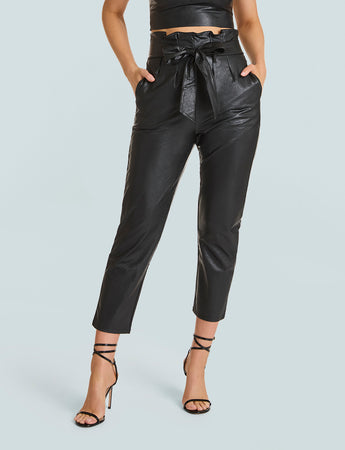 Faux Leather Paperbag Pants