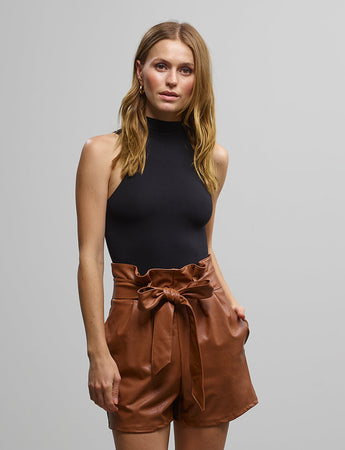 Faux Leather Paperbag Short