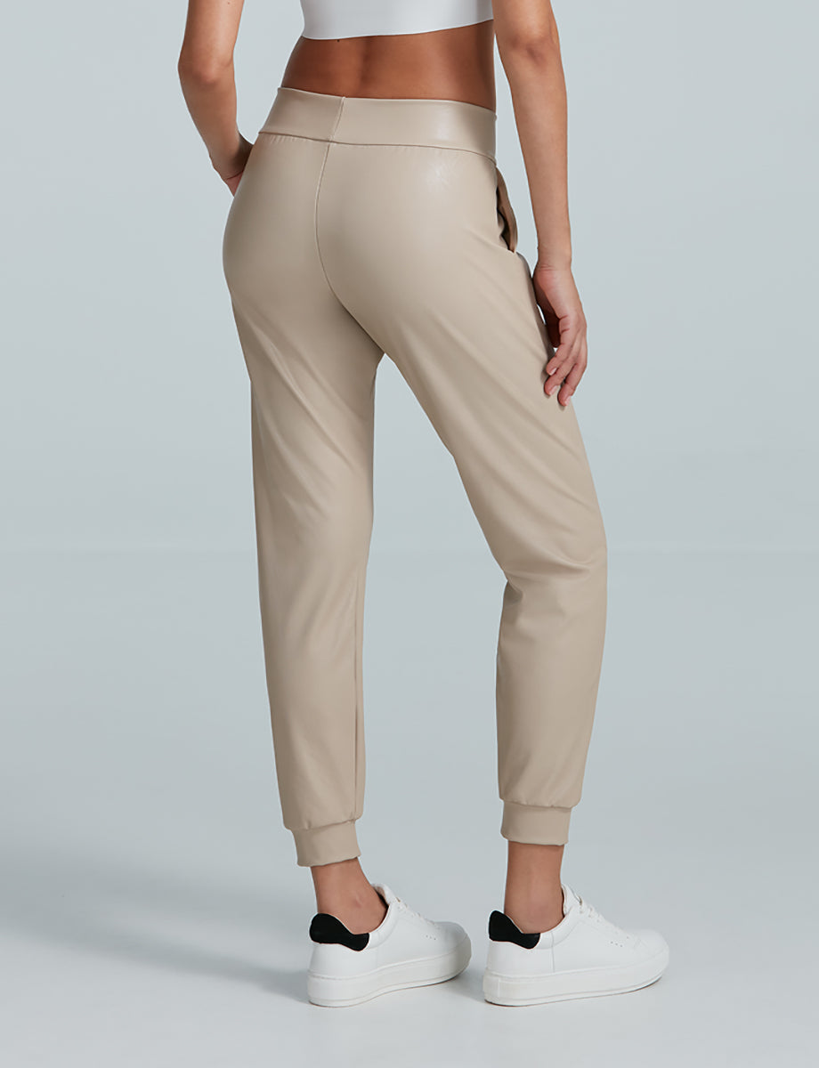 Faux-leather fitted cargo pant