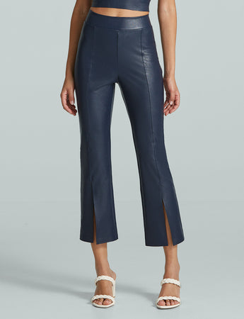 Faux Leather 7 8 Split Front Pant