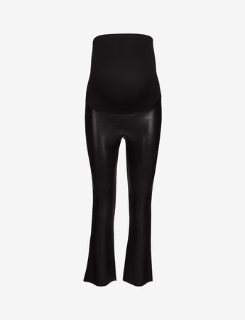 Faux Leather Maternity Cropped Flare