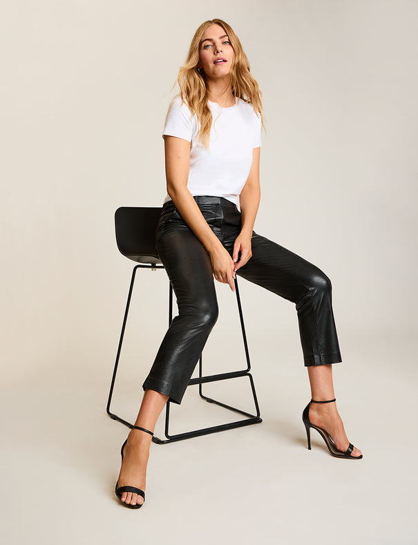 faux leather cigarette trousers Asos Design Black ASOS DESIGN Leather Cargo Trousers In Black ShopStyle while two front pockets keep it functional and city V by Very Faux Leather