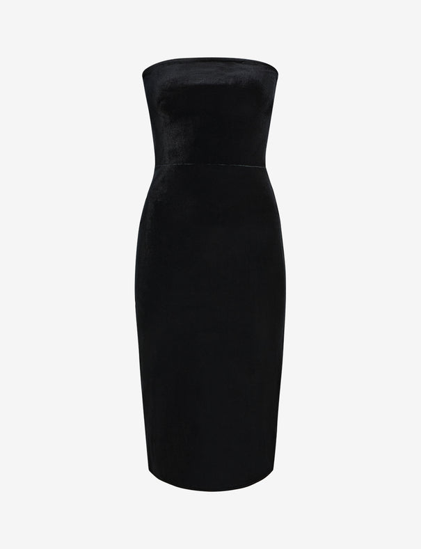 black velvet strapless dress BLACK VELVET STRAPLESS GOWN