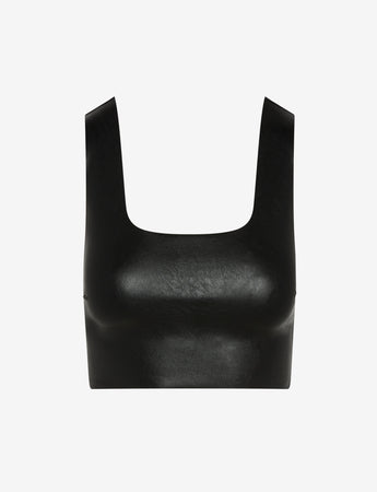 COMMANDO LLC Faux Leather Square Neck Crop Top