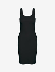 Sale: Faux Leather Square Neck Dress