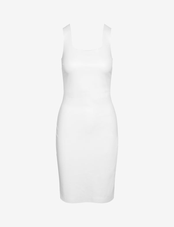 Faux Leather Square Neck Dress