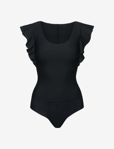 Neoprene Squareneck Ruffle Bodysuit