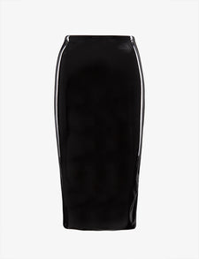 Faux Patent Leather Midi Skirt