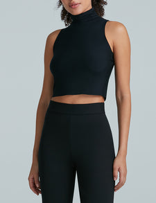 Butter Sleeveless Cropped Turtleneck Muscle Tee